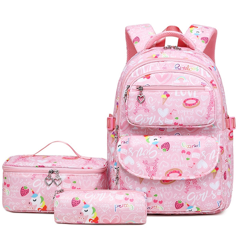 Girls Backpack 2024 for School Kids Bookbag with Lunch Bag for Elementary School