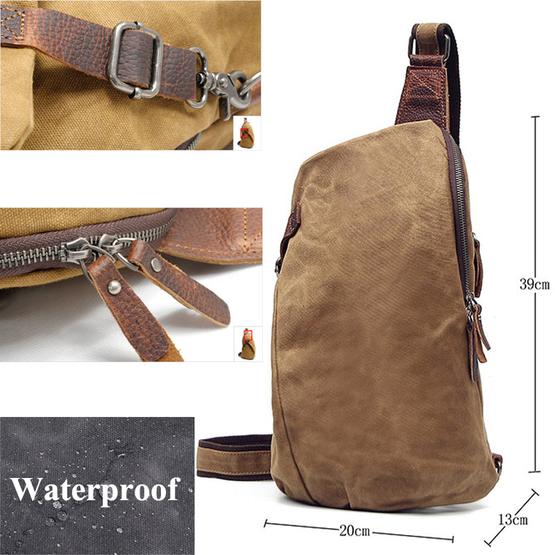 Waterproof Sling Backpack Waxed Canvas Crossbody Bag Casual Daypacks