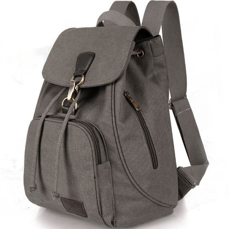 Canvas Backpack Drawstring School Bookbag Hiking Rucksack