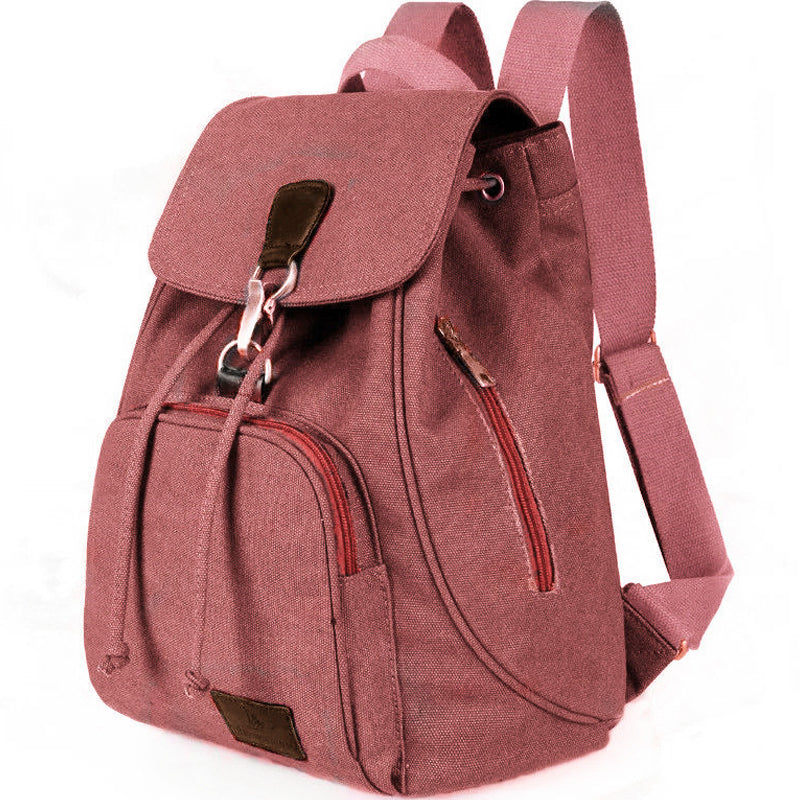 Canvas Backpack Drawstring School Bookbag Hiking Rucksack