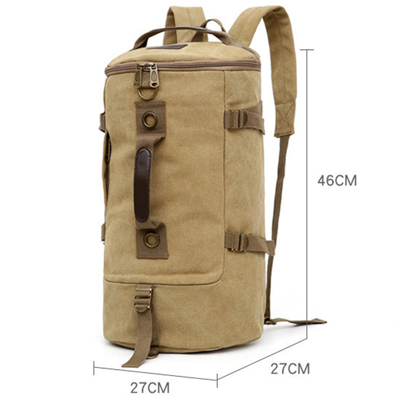 Canvas Travel Bag Big Rucksack Hiking Bucket Backpack