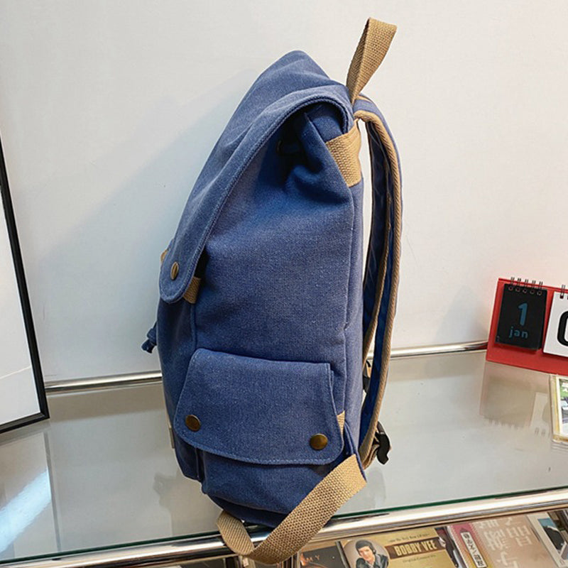 Canvas Backpack Students Schoolbag Casual Travel Drawstring Bag