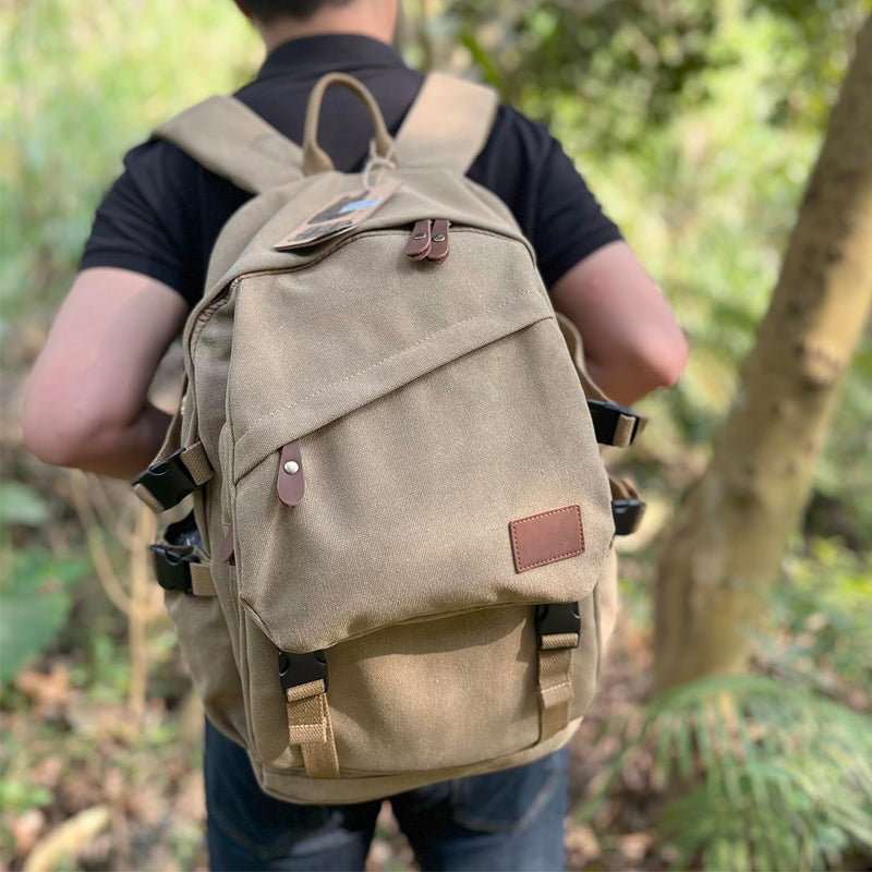 Durable Canvas Backpack For Men Casual Daypack Laptop Rucksack