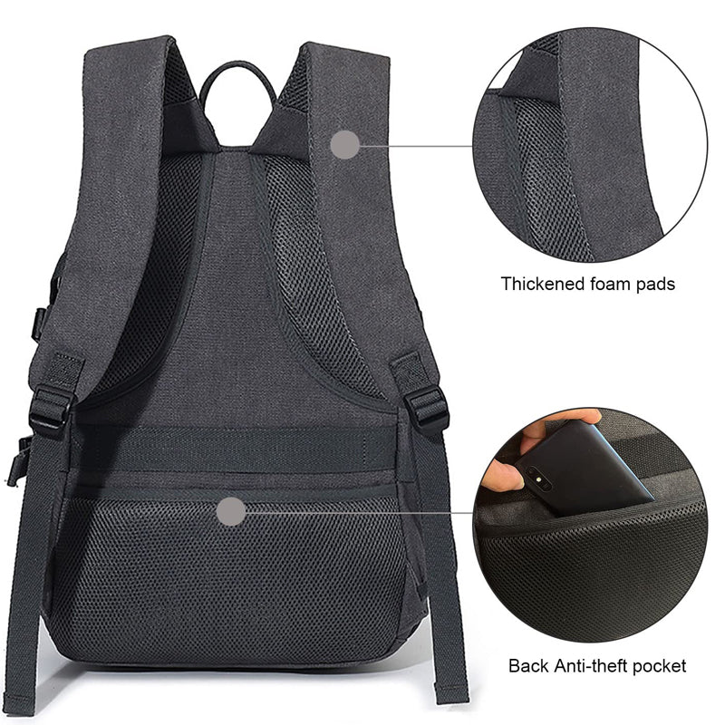 Durable Canvas Backpack For Men Casual Daypack Laptop Rucksack