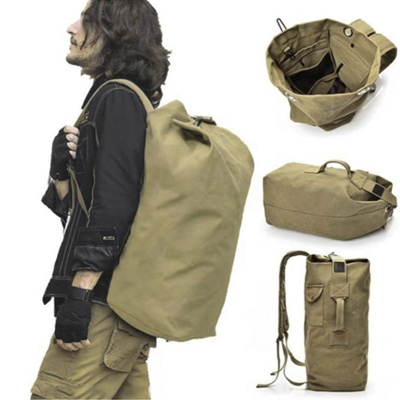 Duffel Canvas Backpack Top Load Travel Bag Hiking Handbag