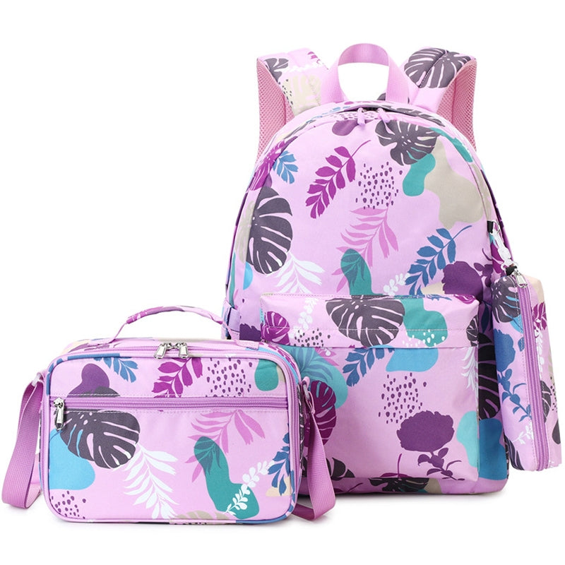 Kids Backpack With Lunch Box School Backpacks - Black Purple Pink Book Bags For Boys Girls 3pcs Campus Backpack Set Waterproof Bookbag Travel Bag Set