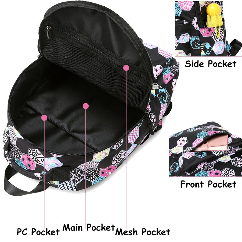 Kids Backpack With Lunch Box School Backpacks - Black Purple Pink Book Bags For Boys Girls 2pcs Backpacks Set Primary High School Book Bag Insulated Lunch Bag