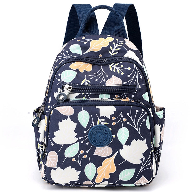 Kids Mini School Backpacks - Beige Blue Grey Book Bags For Girls Nylon Printed Small Bag