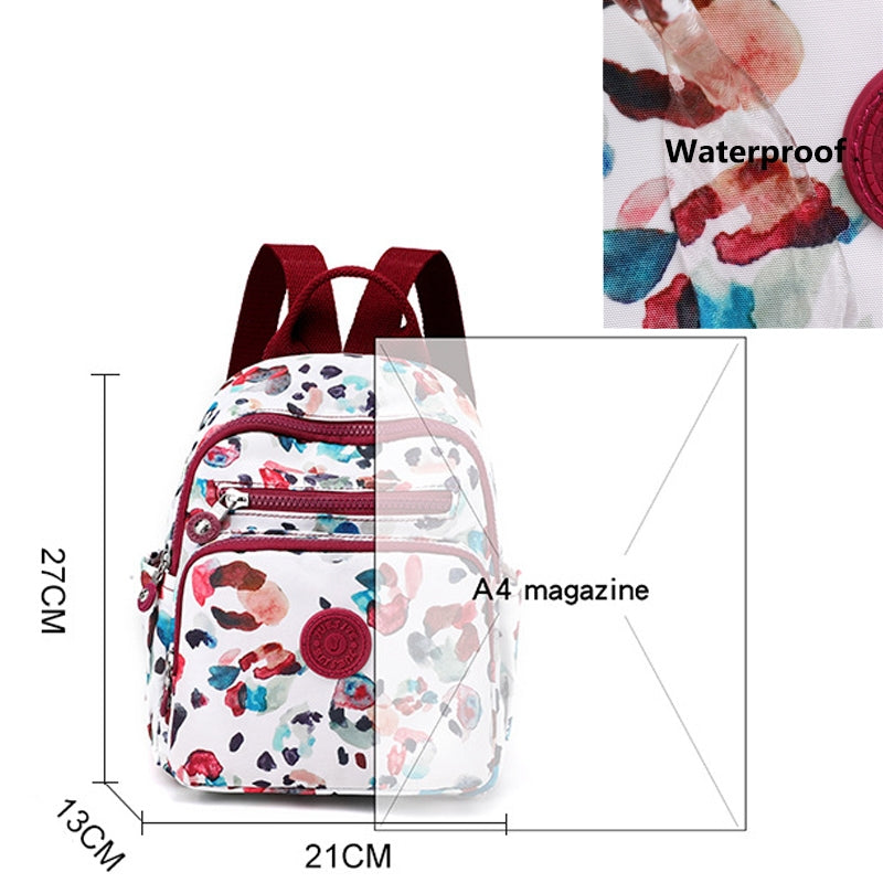 Kids Mini School Backpacks - Beige Blue Grey Book Bags For Girls Nylon Printed Small Bag