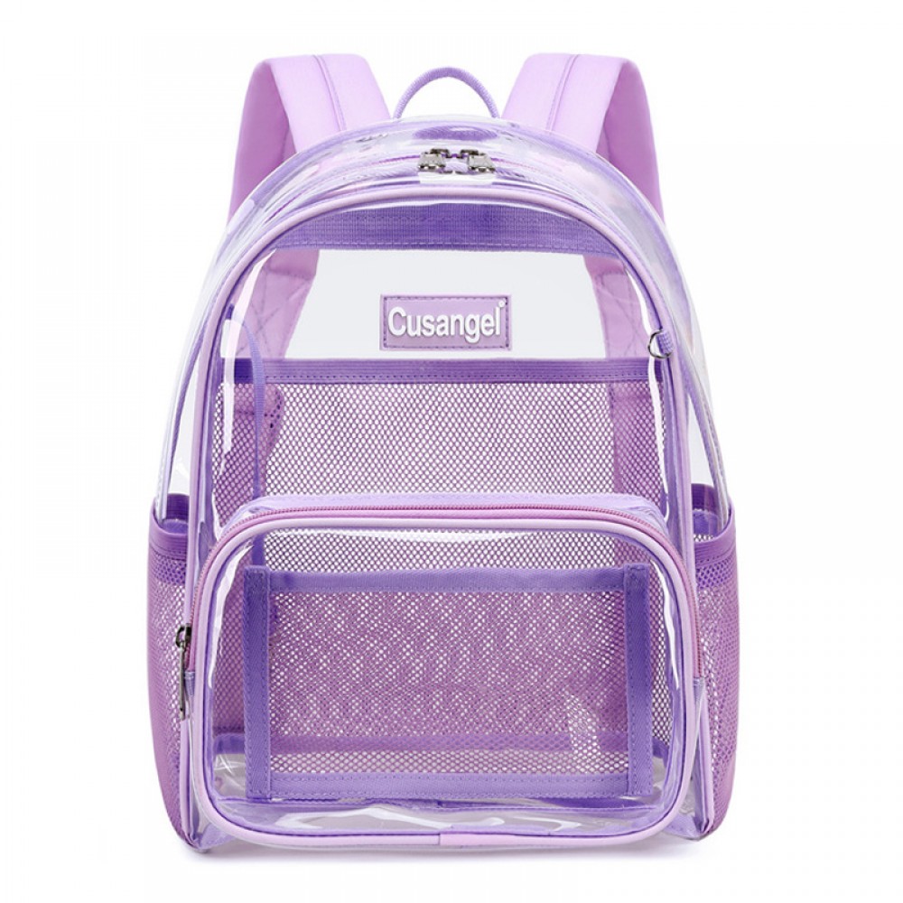 Kids Clear School Backpacks -Black Pink Purple Book Bags For Boys Girls Transparent Back Packs Heavy Duty TPU Bookbags See Through