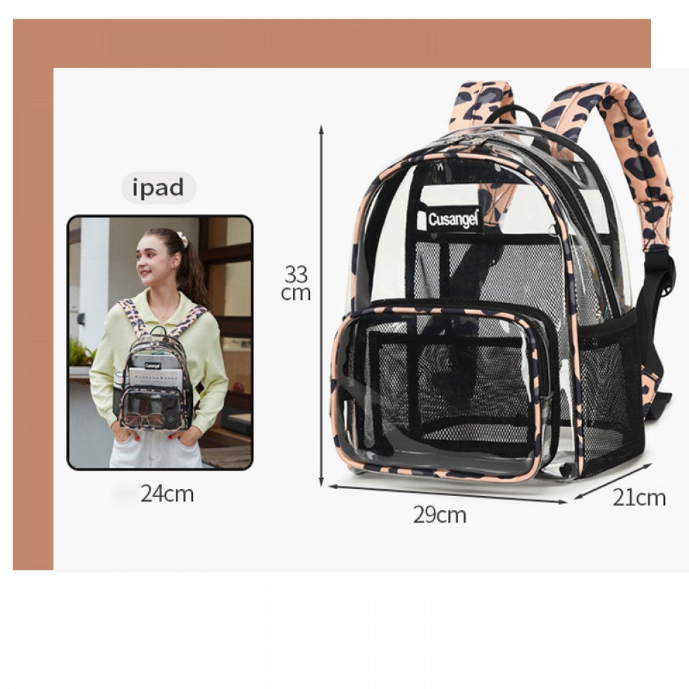 Kids Clear School Backpacks -Black Pink Purple Book Bags For Boys Girls Transparent Back Packs Heavy Duty TPU Bookbags See Through