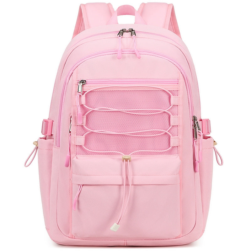 Kids Mesh School Backpacks - Black Pink Beige Book Bags For Girls Classic Backpack College Laptop Bag Large Middle School Travel Daypack