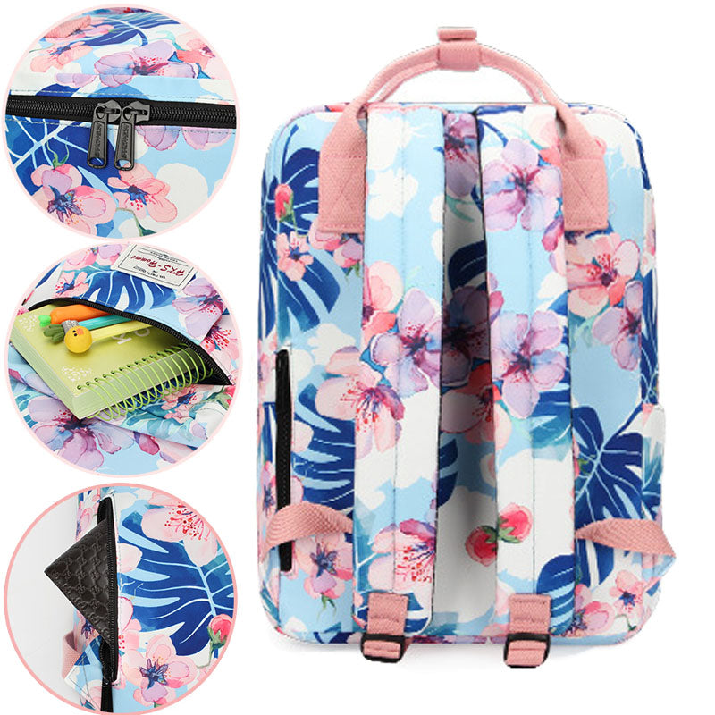 Leaves Floral Laptop Backpack Bookbag for Teens College Daypack Travel Bag