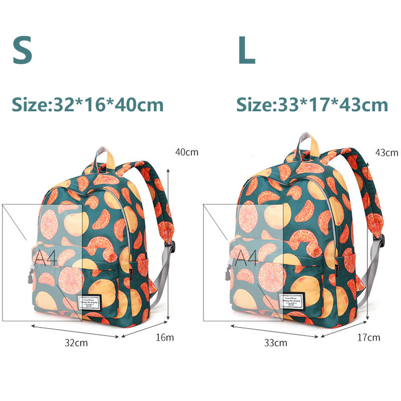 Lovely Orange Printing Backpacks For School Students Casual Bookbag