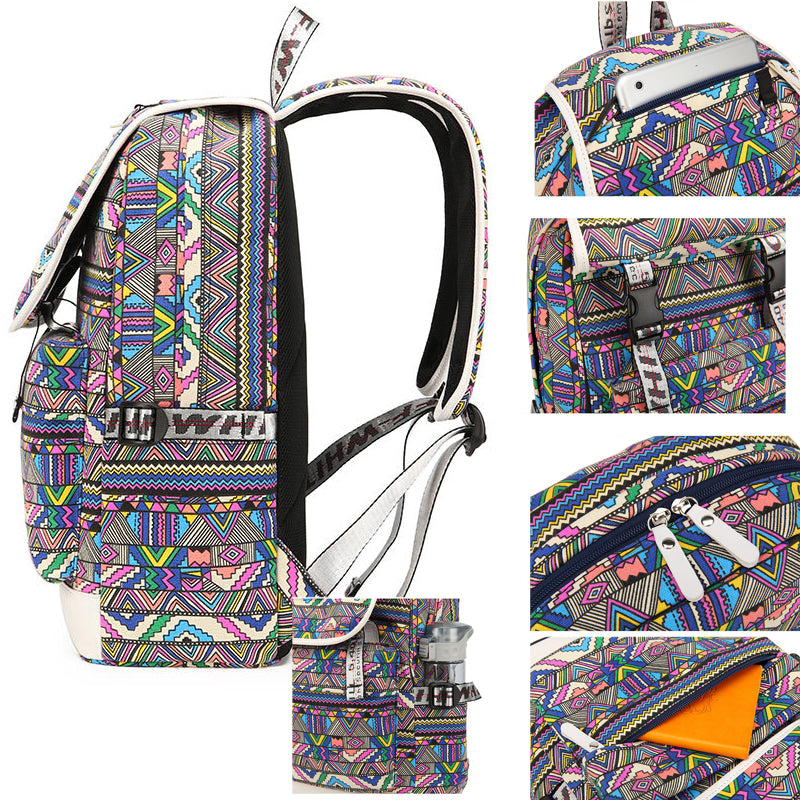 Colorful Multi-function  3 in 1 Backpack Set Waterproof Canvas Schoolbag for Teen Girls