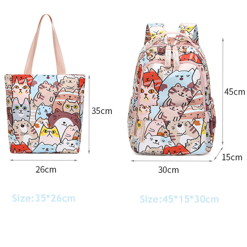 Cartoon Cat Backpack Portable Handbag For School Girls Boys