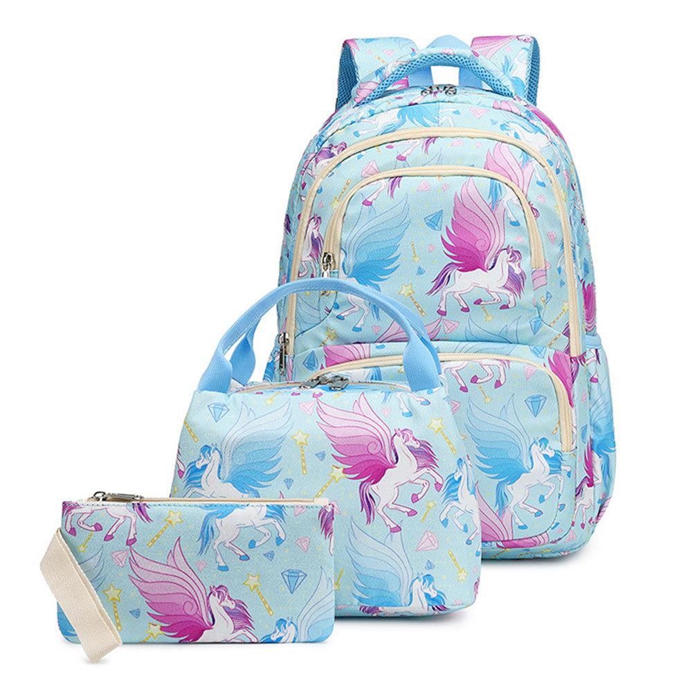 Girls' Unicorn Backpack Set for Primary /Middle School Girls Bookbag with Lunch Bag Pencil Case