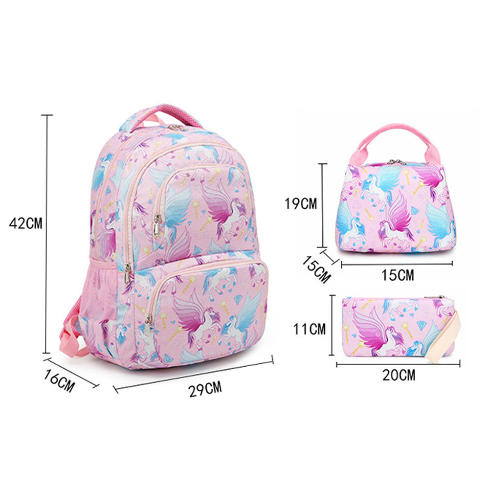 Girls' Unicorn Backpack Set for Primary /Middle School Girls Bookbag with Lunch Bag Pencil Case