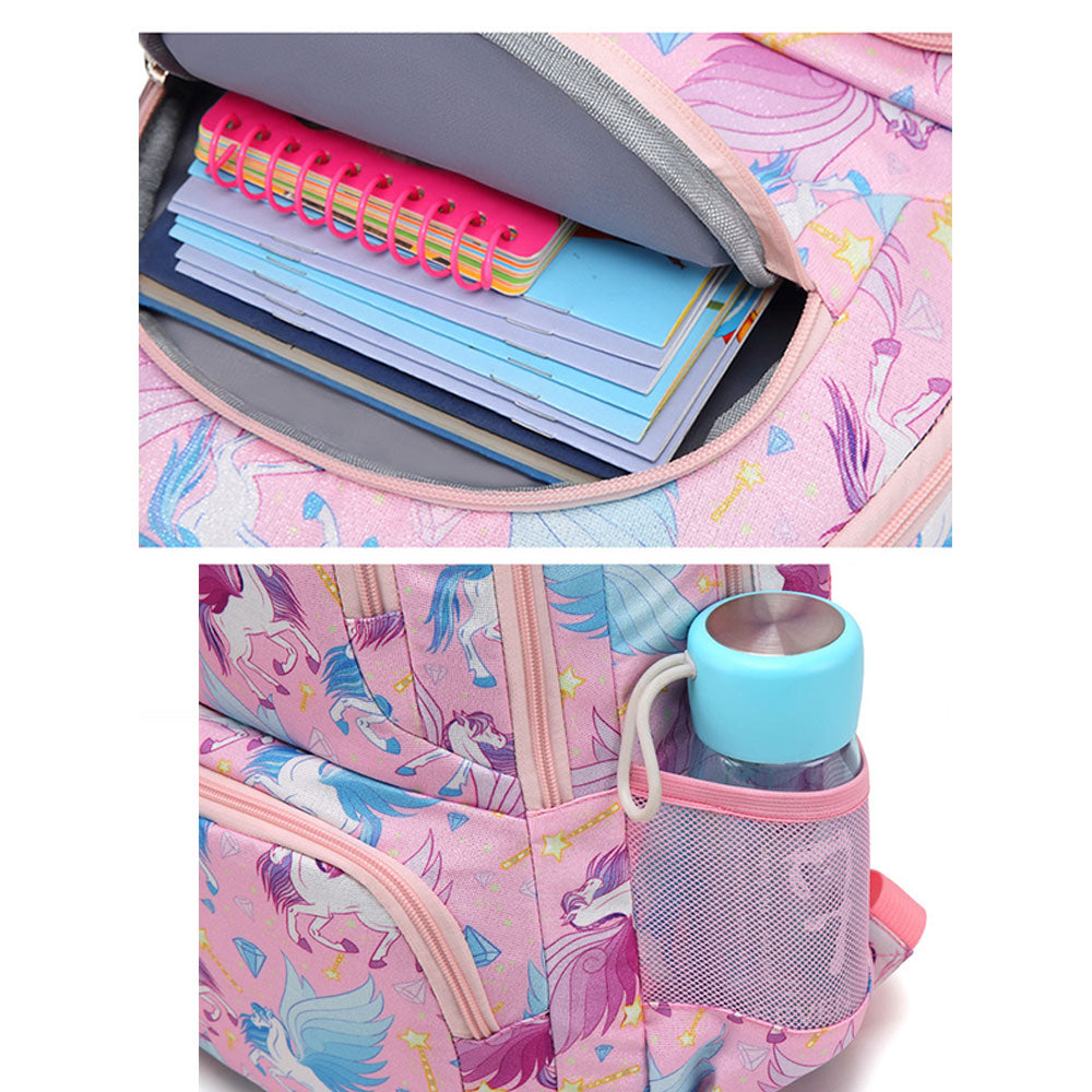 Girls' Unicorn Backpack Set for Primary /Middle School Girls Bookbag with Lunch Bag Pencil Case