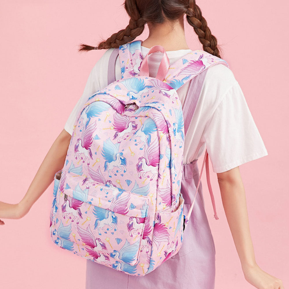 Girls' Unicorn Backpack Set for Primary /Middle School Girls Bookbag with Lunch Bag Pencil Case