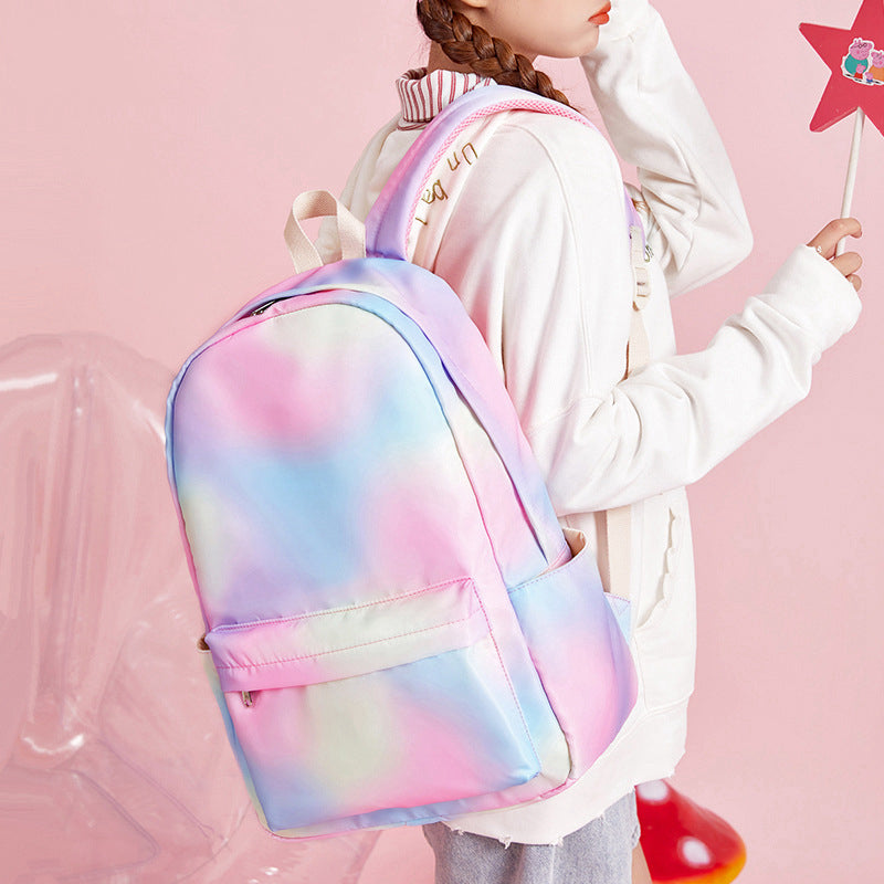 Large Capacity Rainbow School Backpack for Girls Chic 3 Pieces Waterproof Bookbag with Lunch Box Top Level