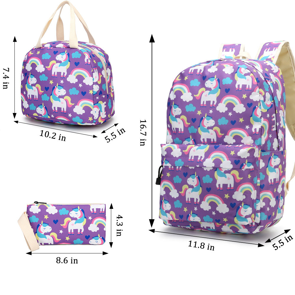 Back to School Unicorn Backpack Sets for Kids Pretty Lightweight Multi-colors Bookbag Set2283