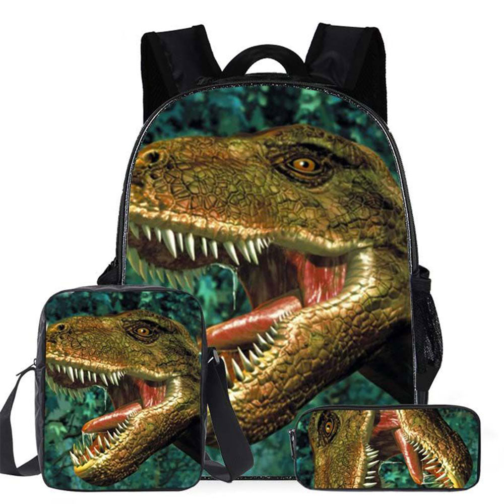 Cool Dinosaur Backpack Set for Elementary School Kids Chic Boys Durable Bookbag Shoulder Bag