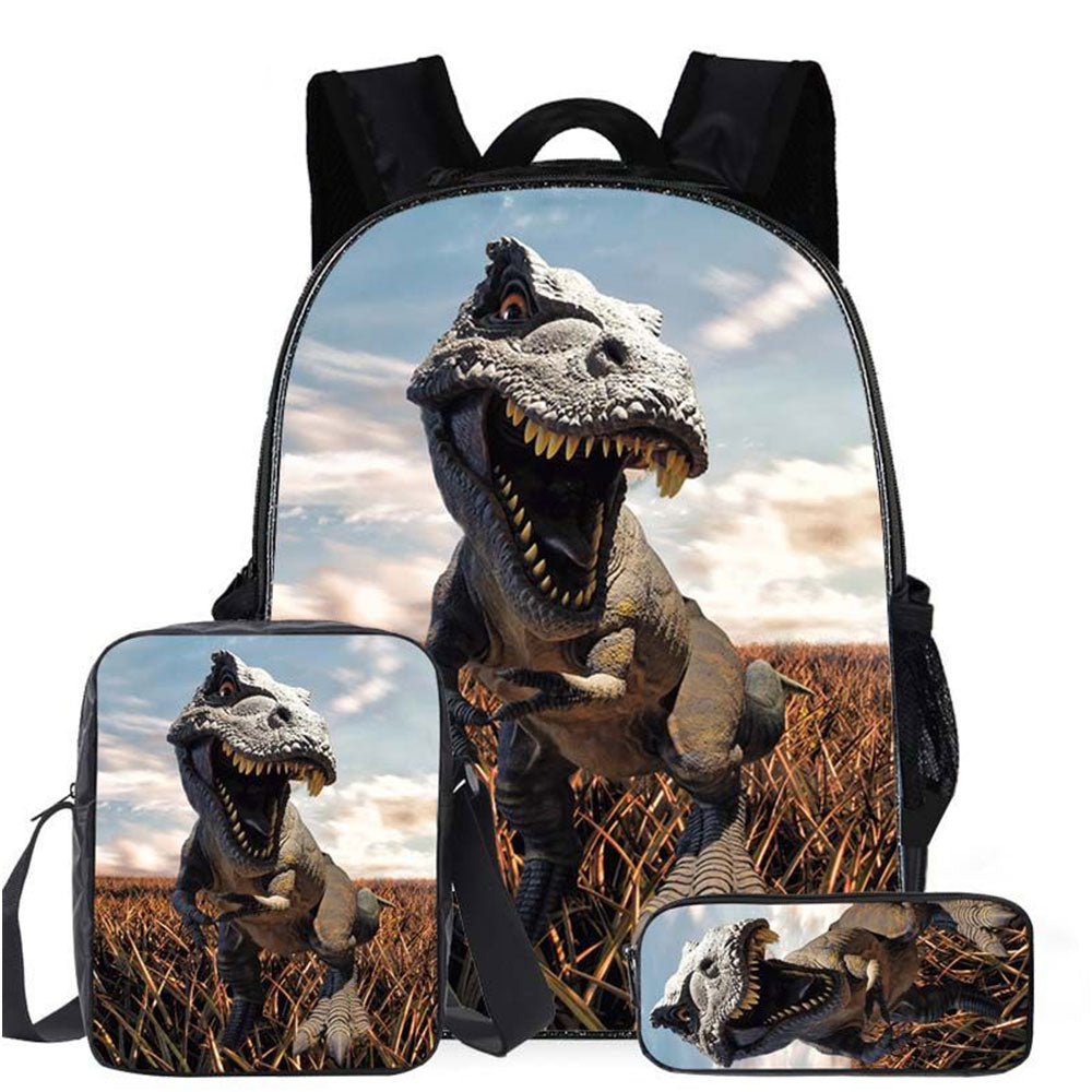 Cool Dinosaur Backpack Set for Elementary School Kids Chic Boys Durable Bookbag Shoulder Bag