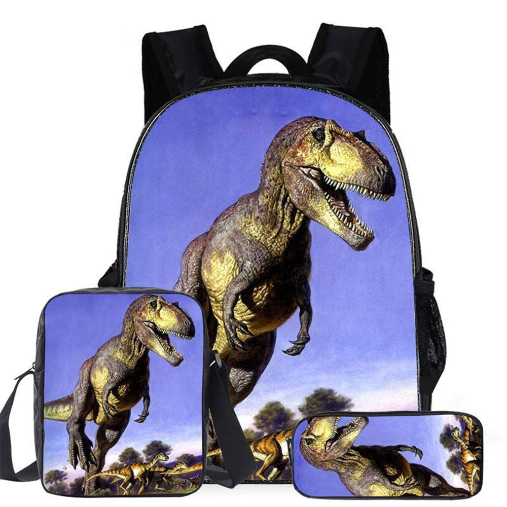 Cool Dinosaur Backpack Set for Elementary School Kids Chic Boys Durable Bookbag Shoulder Bag