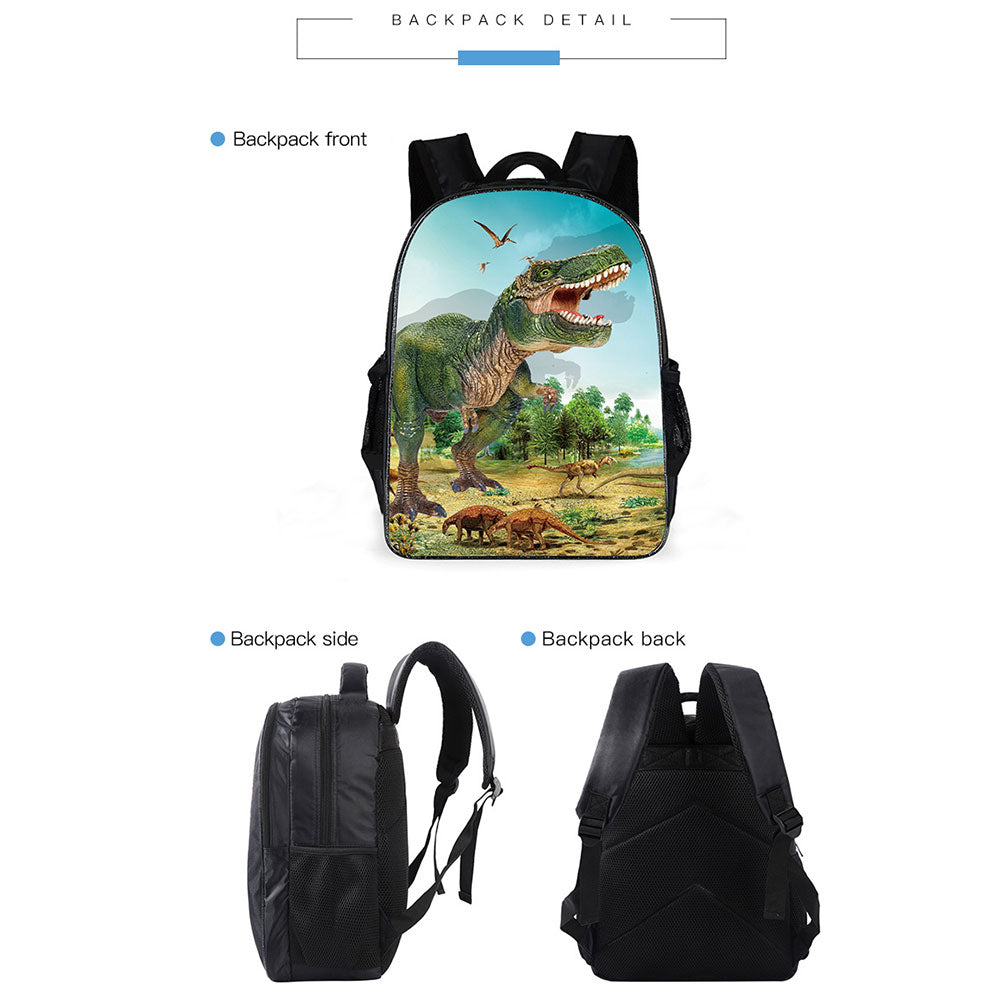 Cool Dinosaur Backpack Set for Elementary School Kids Chic Boys Durable Bookbag Shoulder Bag