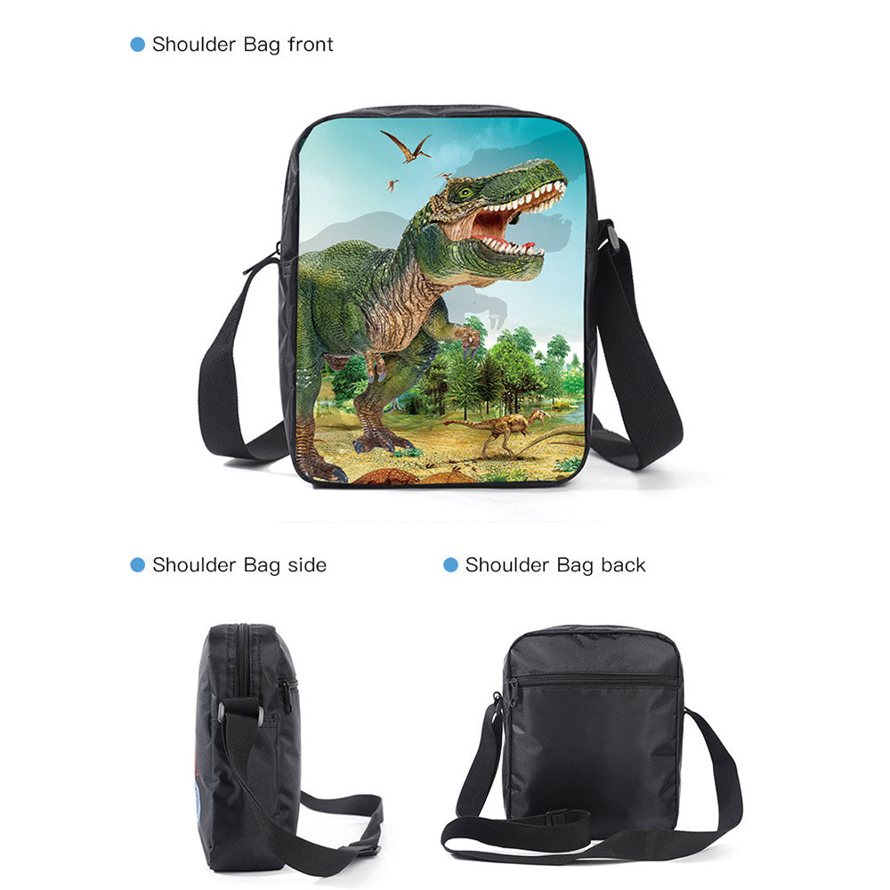 Cool Dinosaur Backpack Set for Elementary School Kids Chic Boys Durable Bookbag Shoulder Bag