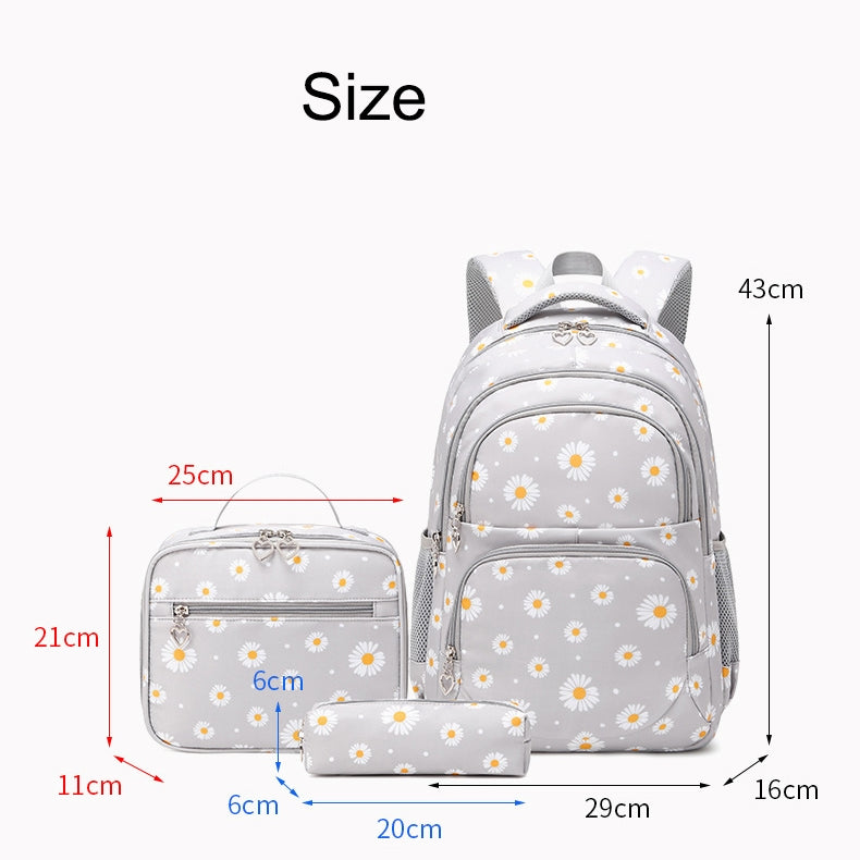 Daisy Backpack Set for Primary School Girl's Bookbag 3pcs