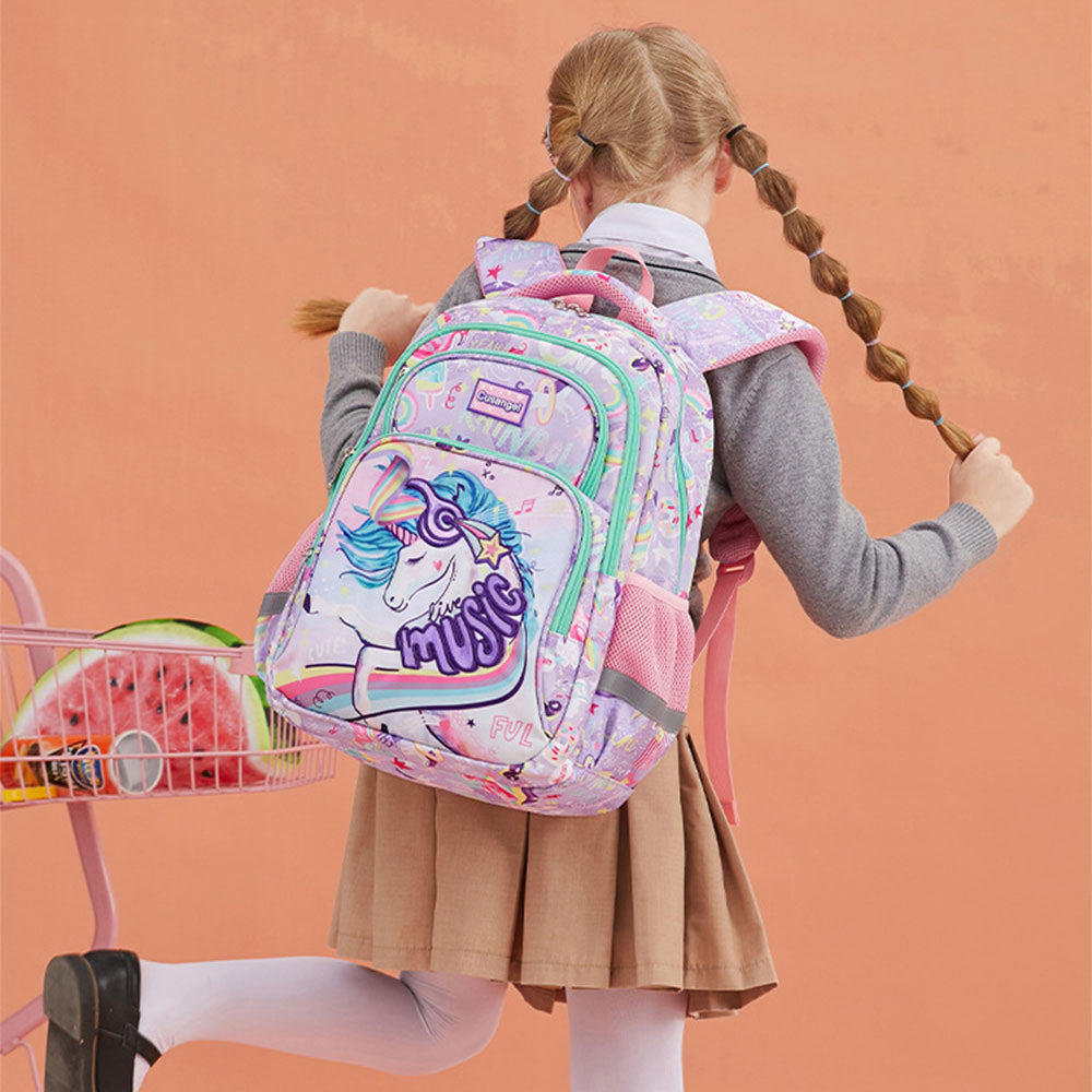 Unique Unicorn & Dinosaur Backpack for Primary School Boys Girls Cute Durable Oxford Bookbag with Shoulder Bag Pencil Case