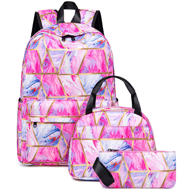 Glitter School Backpack for Teen Girls Laptop Marble College Bookbags