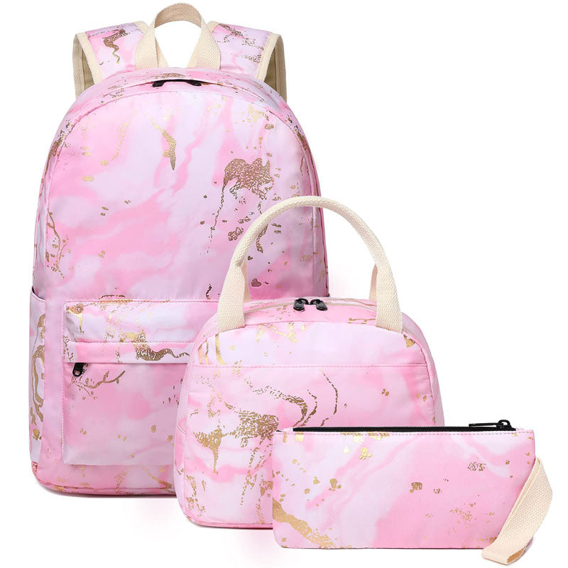 Glitter School Backpack for Teen Girls Laptop Marble College Bookbags