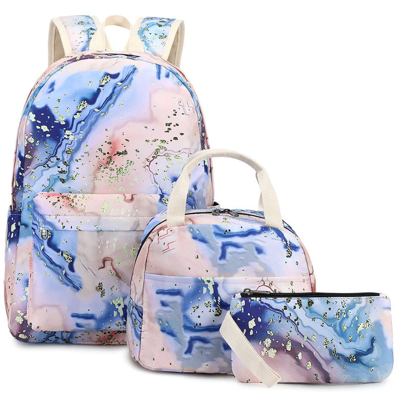 Glitter School Backpack for Teen Girls Laptop Marble College Bookbags