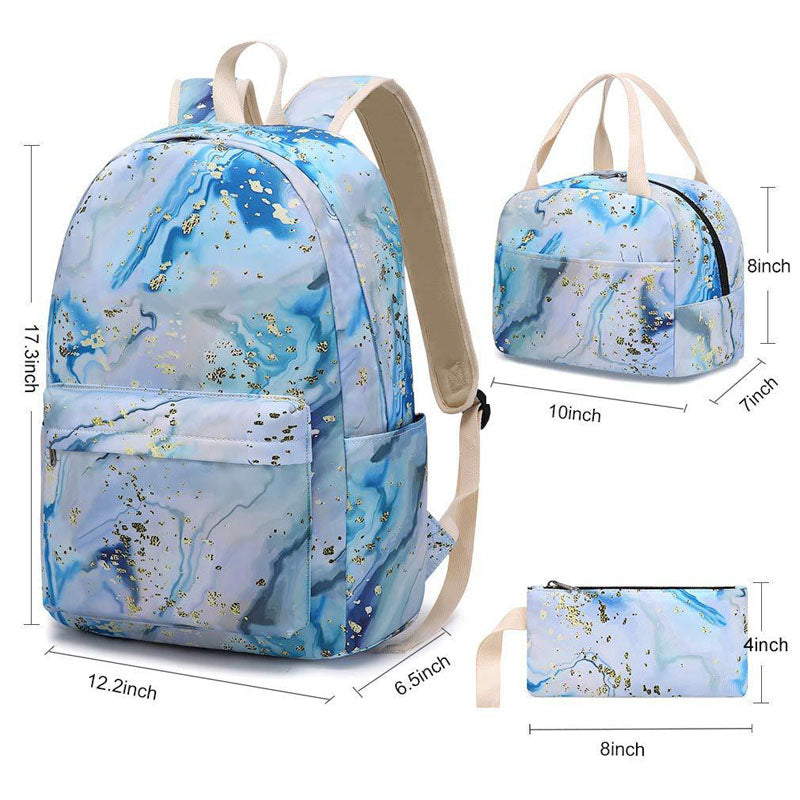 Glitter School Backpack for Teen Girls Laptop Marble College Bookbags