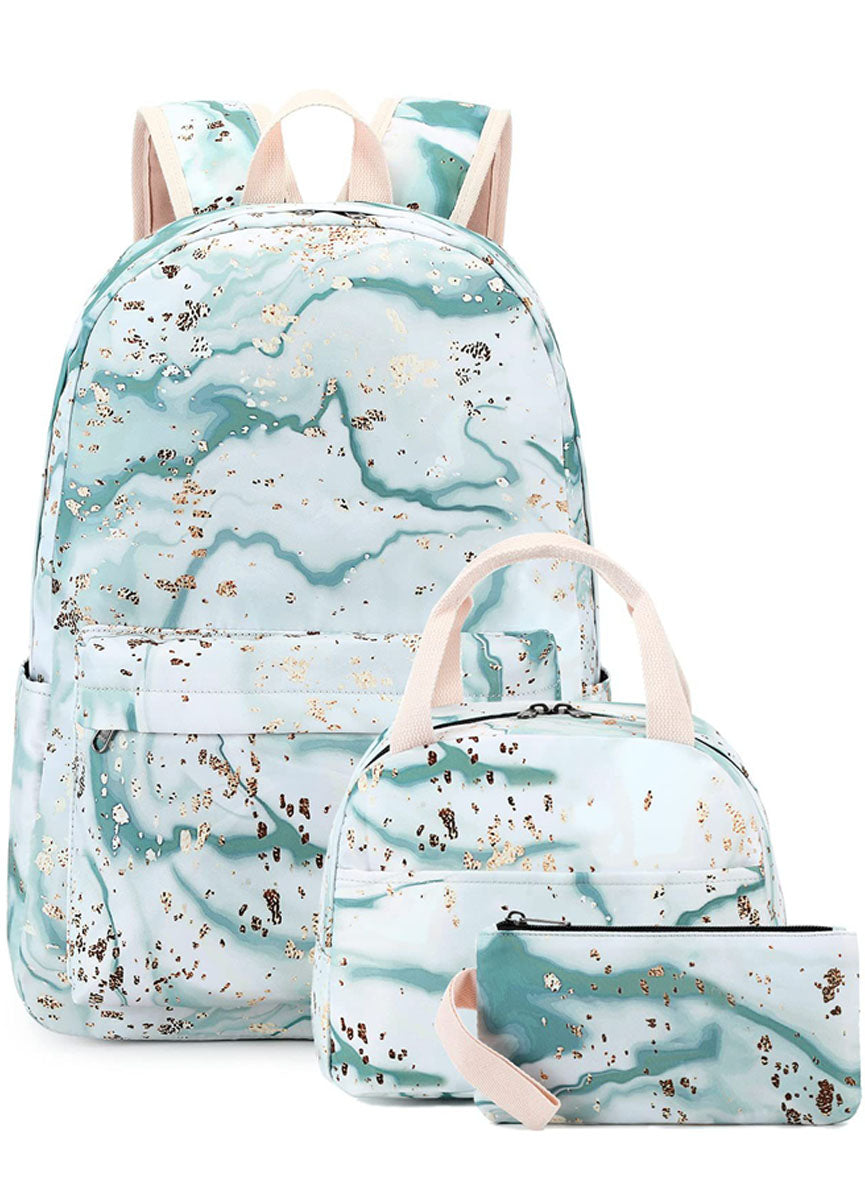 Glitter School Backpack for Teen Girls Laptop Marble College Bookbags