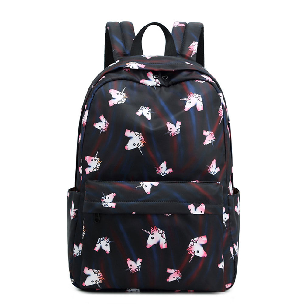 Unique Unicorn School Backpack Set for Teens Casual Travel Daypack Lightweight Schoolbag with Lunch Bag