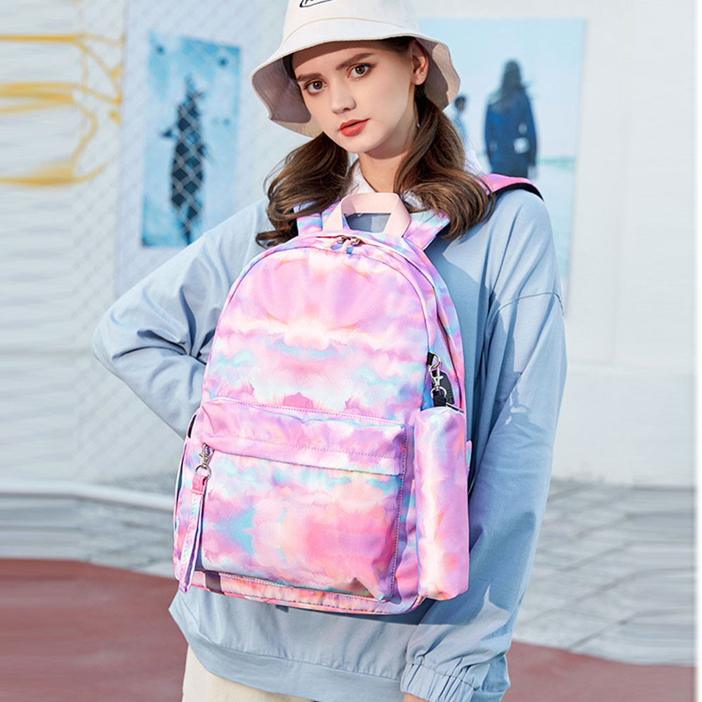 Fashion Printing Backpack with USB Charger Girls School Bookbag for Middle School High School Pink/Black/Blue