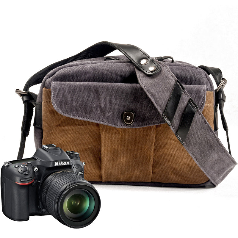 Waterproof Waxed Canvas Camera Bag Canvas With Leather DSLR Camera Bag –  ROCKCOWLEATHERSTUDIO