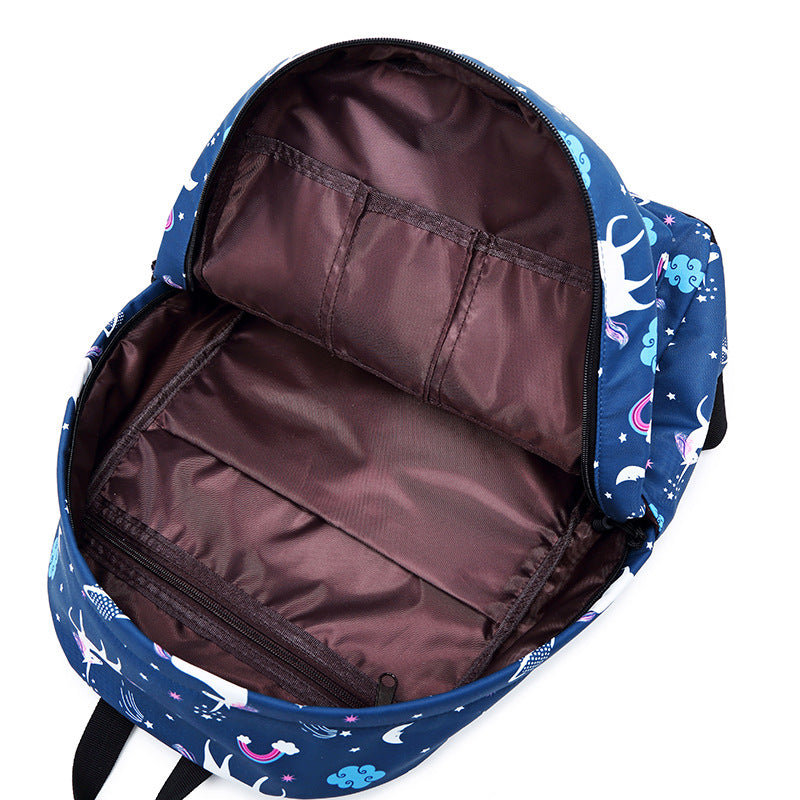 Unique Unicorn Backpack Set Three-piece Package Waterproof Bookbag for High School