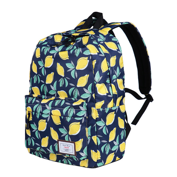 Cute Backpack for Girls Back to School Lemon Printed Water Resistant Bookbag Travel Bag