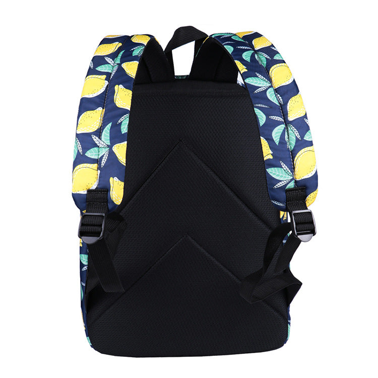 Cute Backpack for Girls Back to School Lemon Printed Water Resistant Bookbag Travel Bag