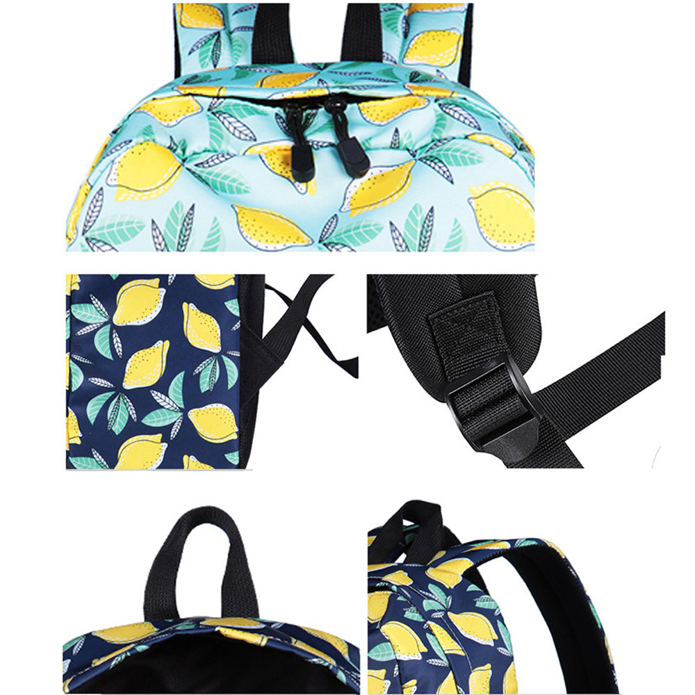 Cute Backpack for Girls Back to School Lemon Printed Water Resistant Bookbag Travel Bag