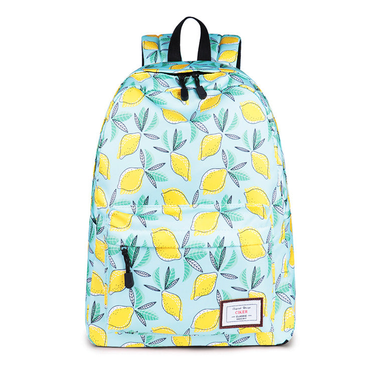 Cute Backpack for Girls Back to School Lemon Printed Water Resistant Bookbag Travel Bag