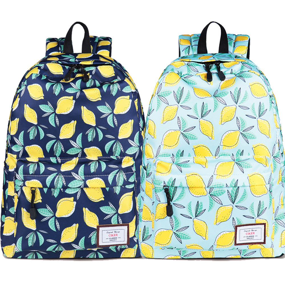 Cute Backpack for Girls Back to School Lemon Printed Water Resistant Bookbag Travel Bag