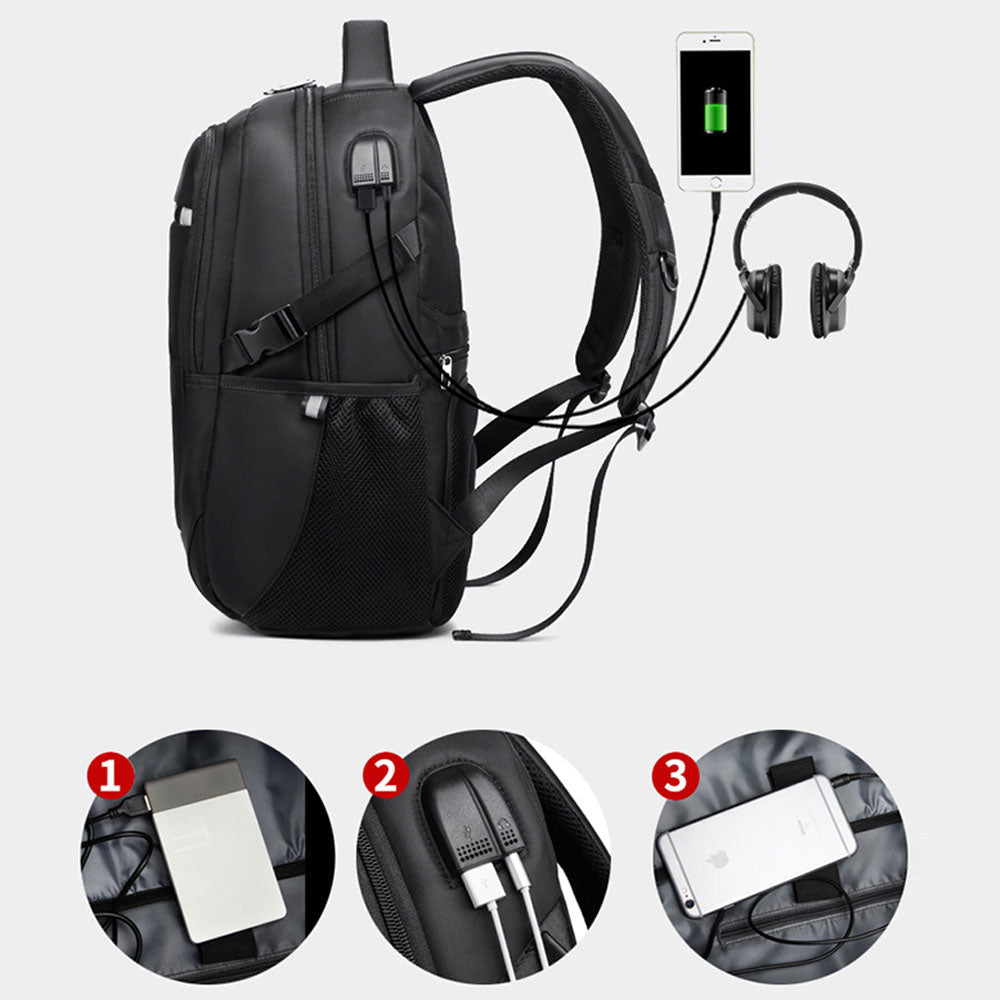 Business Anti-theft Backpack for Boys Men School Laptop Bookbag with Charging Port Top Level