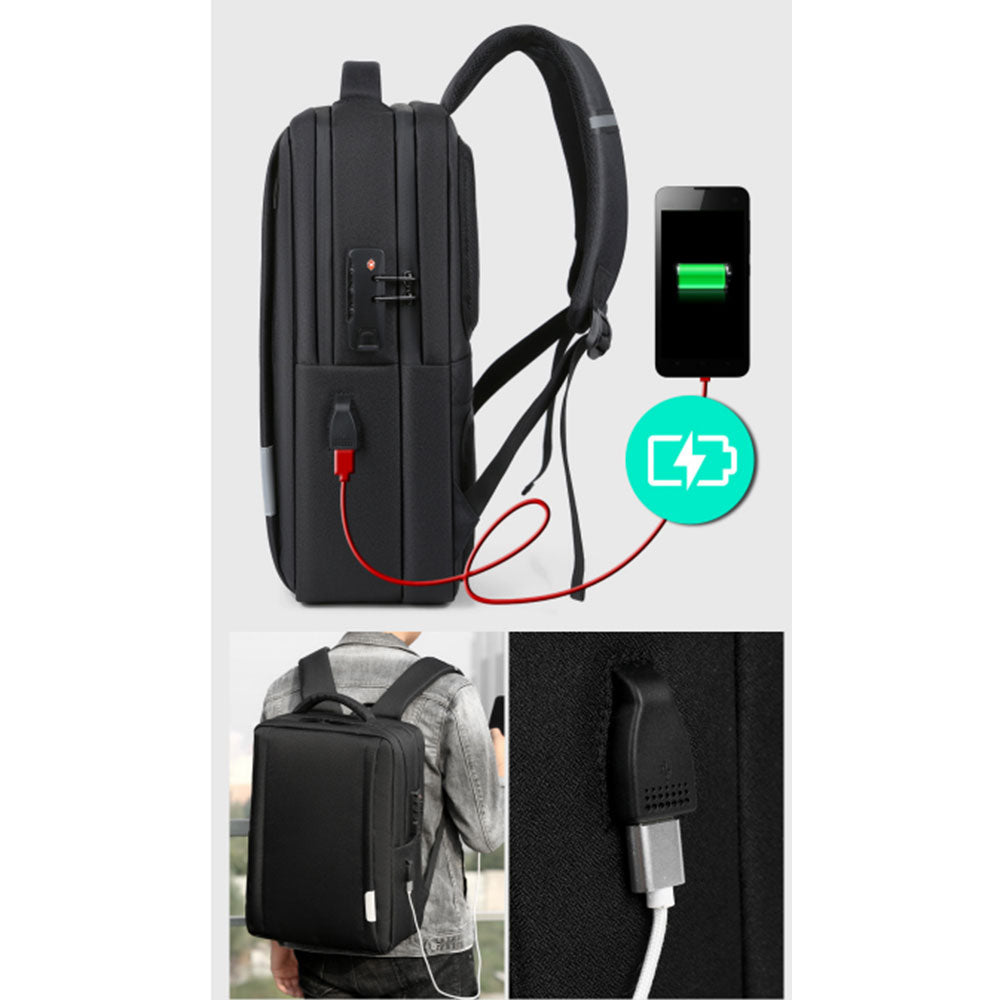 USB Anti-theft Backpack Fits 15.6" Laptop Durable Oxford Travel Bag