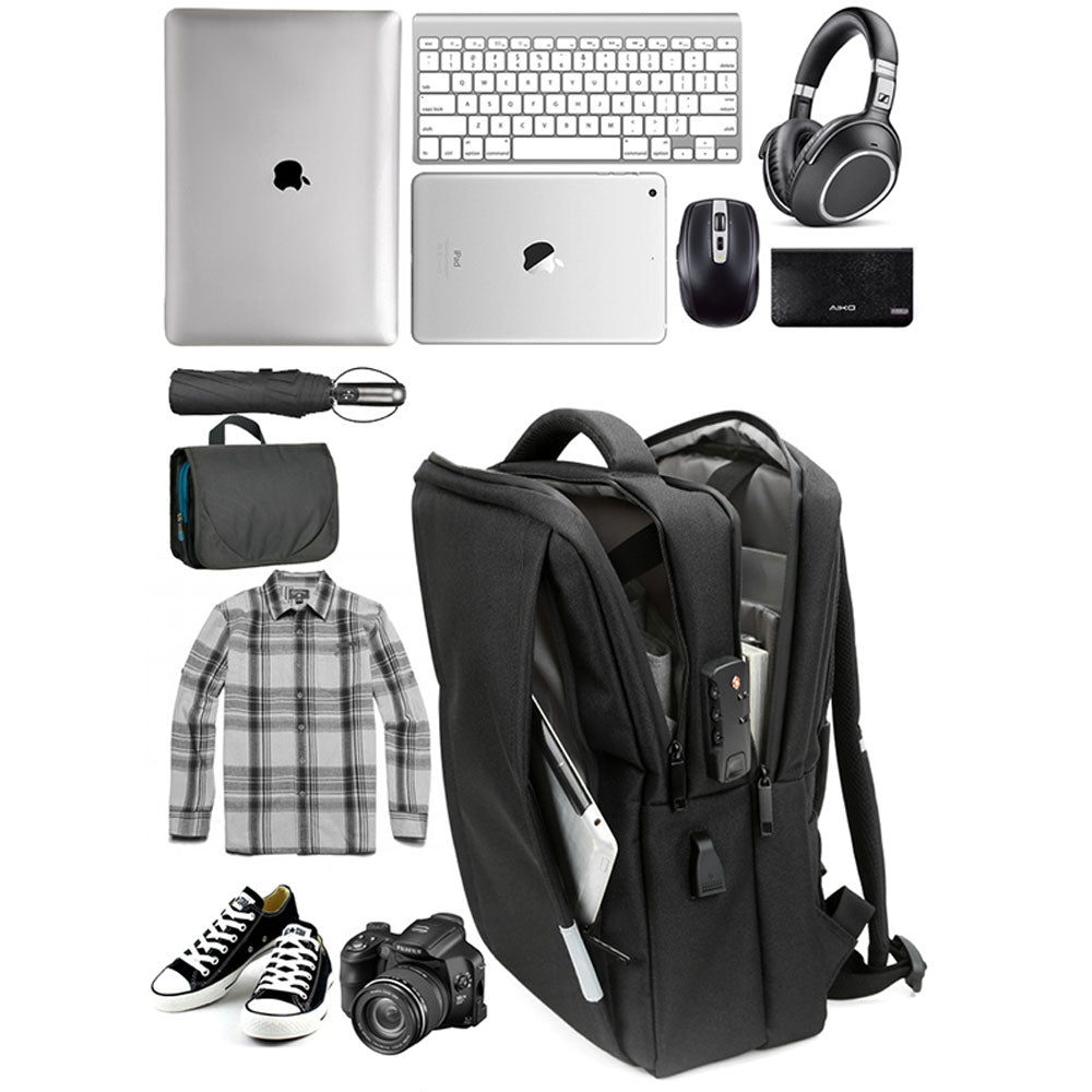 USB Anti-theft Backpack Fits 15.6" Laptop Durable Oxford Travel Bag